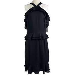 Gianni Bini Womens Ruffle Halter Sophie Party Dress 10 Black LBD Cocktail Sexy